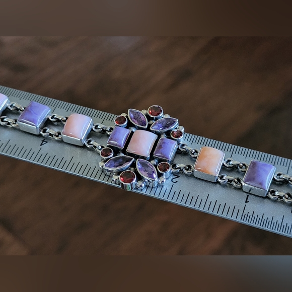 Nicky Butler Sterling Silver 925 Pink Opal Garnet Amethyst RAJ LIMITED Bracelet